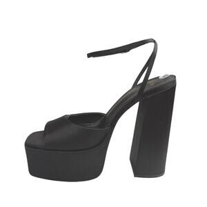 MNG Mango Women's Black Platform Ankle Strap High Heels Maxi Sandals Size 7.5